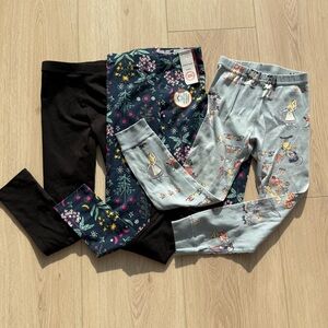 Wonder Nation Black, Floral, and Character Print Leggings Set